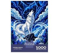 Rompecabezas De 1000 Piezas para Adolescentes White Wolf Howling Under Lightning Storm Rompecabezas para Adultos Juego De Ingenio Decoración 38x26cm/1000pcs