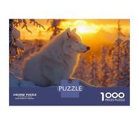 Rompecabezas De 1000 Piezas para Adolescentes White Wolf in Winter Sunset Rompecabezas para Adultos Juegos Relajantes Decoración del Hogar Actividades Divertidas En Casa 52x38cm/1000pcs