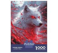 Rompecabezas De 1000 Piezas para Adolescentes White Wolf with Red Eyes Rompecabezas para Adultos Juego De Ingenio Una Obra De Arte Regalos para Amigos Y Familiares 52x38cm/1000pcs