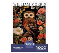 Rompecabezas De 1000 Piezas para Adolescentes William Morris Owl Floral Exhibition Rompecabezas para Adultos Juguetes Antiestrés Decoración del Hogar Gran Regalo para Jugar 52x38cm/1000pcs