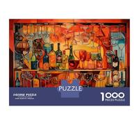 Rompecabezas De 1000 Piezas para Adolescentes Wine Bar Art Print Rompecabezas para Adultos Juegos Divertidos Decoración Cumpleaños, Navidad 70x50cm/1000pcs