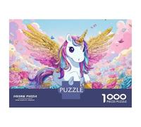 Rompecabezas De 1000 Piezas para Adolescentes Winged Unicorn Rose Garden Rompecabezas para Adultos Juegos Relajantes Arte De Pared Diversión En Casa Actividades, 52x38cm/1000pcs