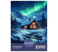 Rompecabezas De 1000 Piezas para Adolescentes Winter Cabin by The Stream Rompecabezas para Adolescentes Juego De Ingenio Mejora La Memoria Diversión En Casa Actividades, 52x38cm/1000pcs