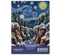 Rompecabezas De 1000 Piezas para Adolescentes Winter Canyon Starry Night Painting Rompecabezas Juegos Divertidos Regalos para Mujeres Cumpleaños Y Navidad 70x50cm/1000pcs