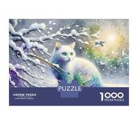 Rompecabezas De 1000 Piezas para Adolescentes Winter Fantasy Cat Art Rompecabezas para Adultos Juegos De Relajación Decoración del Hogar Desafío Educativo 52x38cm/1000pcs