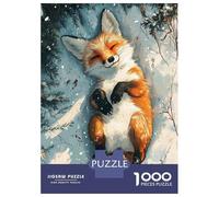 Rompecabezas De 1000 Piezas para Adolescentes Winter Fox in Snow Rompecabezas para Adultos Juegos Relajantes Ensamblaje De Patrones Regalos De Cumpleaños Y Únicos 52x38cm/1000pcs