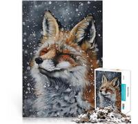 Rompecabezas de 1000 piezas para adolescentes Winter Fox Wildlife Familienspiel zum Stressabbau, schwierige Herausforderung Eltern-Kind-Interaktion52x38cm