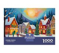Rompecabezas De 1000 Piezas para Adolescentes Winter Village Christmas Scene Painting Rompecabezas para Adultos Juguete Decoración De Pared Desafío Difícil Desafiante De Completar 70x50cm/1000pcs