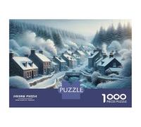 Rompecabezas De 1000 Piezas para Adolescentes Winter Village Scene Rompecabezas para Adultos Juego Práctico Pero Divertido Y Humorístico para Cumpleaños, Navidad 52x38cm/1000pcs