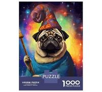 Rompecabezas De 1000 Piezas para Adolescentes Wizard Pug Funny Pixel Art Rompecabezas para Adultos Juegos Familiares Decoración De Pared Regalos Y Cumpleaños Únicos 38x26cm/1000pcs