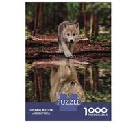 Rompecabezas De 1000 Piezas para Adolescentes Wolf and Pup Water Reflect Rompecabezas para Adultos Juguetes Antiestrés Decoración del Hogar Gran Regalo para Jugar 38x26cm/1000pcs