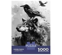 Rompecabezas De 1000 Piezas para Adolescentes Wolf and Raven Art Print Rompecabezas para Adultos Juego De Ingenio Desafío Difícil Cumpleaños 38x26cm/1000pcs