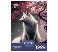 Rompecabezas De 1000 Piezas para Adolescentes Wolf Cherry Blossom Animal Rompecabezas para Adultos Juegos Relajantes Decoración del Hogar Regalos De Cumpleaños Y Únicos 38x26cm/1000pcs