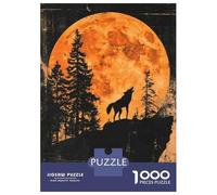 Rompecabezas De 1000 Piezas para Adolescentes Wolf Howling at Full Moon Poster Rompecabezas para Adultos Juego Familiar Pero Divertido Y Humorístico Regalos para Reducir El Estrés 38x26cm/1000pcs