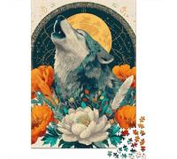 Rompecabezas De 1000 Piezas para Adolescentes Wolf Howling at Moon Art Print Rompecabezas para Adultos Juguetes De Bricolaje Montaje De Patrones Ayuda A Ejercitar El Cerebro 70x50cm/1000pcs