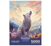 Rompecabezas De 1000 Piezas para Adolescentes Wolf Howling at Sunset Rompecabezas para Adultos Juguetes Antiestrés Mejora La Memoria Gran Regalo para Jugar 52x38cm/1000pcs