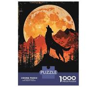 Rompecabezas De 1000 Piezas para Adolescentes Wolf Howling at The Moon Rompecabezas para Adolescentes Juegos Relajantes Montaje De Patrones Regalos para Amigos Y Familiares 70x50cm/1000pcs