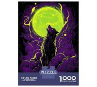 Rompecabezas De 1000 Piezas para Adolescentes Wolf Howling at The Moon Rompecabezas para Adultos Juguete Decoración De Pared Desafío Difícil Desafiante De Completar 70x50cm/1000pcs