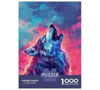 Rompecabezas De 1000 Piezas Para Adolescentes Wolf Howling at The Moon Wall Art Print-1 Rompecabezas Para Adultos Juguetes De Bricolaje Difícil Difícil Diversión En El Hogar Actividades, 52x38cm/1000p
