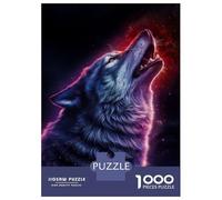 Rompecabezas De 1000 Piezas para Adolescentes Wolf Howling at The Stars Rompecabezas para Adolescentes Juego De Ingenio Mejora La Memoria Diversión En Casa Actividades, 52x38cm/1000pcs