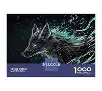 Rompecabezas De 1000 Piezas para Adolescentes Wolf in Blue Flames Rompecabezas para Adolescentes Juguetes Antiestrés Patrón De Ensamblaje Desafío Educativo 70x50cm/1000pcs
