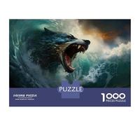 Rompecabezas De 1000 Piezas para Adolescentes Wolf in The Ocean Wave Rompecabezas para Adultos Juegos Familiares Decoración Gran Regalo para Jugar 52x38cm/1000pcs