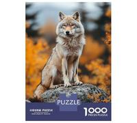 Rompecabezas De 1000 Piezas para Adolescentes Wolf Portrait on Rock in Autumn Rompecabezas para Adultos Juegos De Relajación Desafío Difícil Desafío Educativo 70x50cm/1000pcs