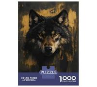 Rompecabezas De 1000 Piezas para Adolescentes Wolf Portrait with Golden Accents Rompecabezas para Adultos Juego Práctico Decoración De Pared Oferta como Regalos para Toda La Familia 70x50cm/1000pcs