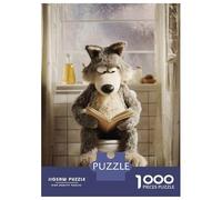 Rompecabezas De 1000 Piezas para Adolescentes Wolf Reading on A Toilet Poster, Picture, Metal Print, Paint by Creed Rompecabezas para Adultos Juegos Relajantes Decoración Interacción Entre Pa