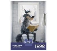 Rompecabezas De 1000 Piezas para Adolescentes Wolf Reading on Toilet Rompecabezas Juegos Relajantes Regalos para Mujeres Cumpleaños 52x38cm/1000pcs