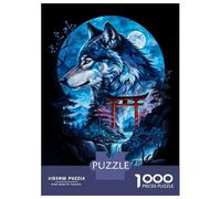 Rompecabezas De 1000 Piezas para Adolescentes Wolf Silhouette Torii Gate Rompecabezas para Adultos Juegos De Relajación Desafío Difícil Regalo De Cumpleaños, Regalos, 70x50cm/1000pcs