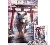 Rompecabezas de 1000 Piezas para Adolescentes Wolf Spirit Sakura Torii Juguetes antiestrés Regalo de cumpleaños Juegos educativos Interesante reducción del estrés tamaño 38x26cm