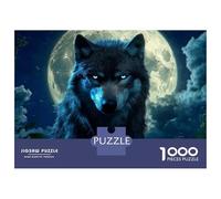 Rompecabezas De 1000 Piezas para Adolescentes Wolf Under Full Moon Rompecabezas para Adultos Juguete Decoración De Pared Decoración De Pared Juego Desafiante Regalos 52x38cm/1000pcs