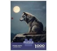 Rompecabezas De 1000 Piezas para Adolescentes Wolf Under Moonlight Rompecabezas para Adultos Juegos Relajantes Decoración del Hogar Actividades Divertidas En Casa 70x50cm/1000pcs