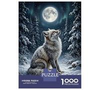 Rompecabezas De 1000 Piezas para Adolescentes Wolf Under The Northern Lights Rompecabezas para Adultos Juegos Relajantes Decoración De Pared 52x38cm/1000pcs