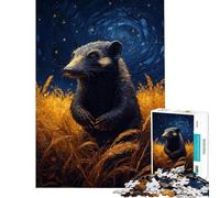 Rompecabezas de 1000 Piezas para Adolescentes Wolverine en un Campo Dorado bajo un Cielo Estrellado Rompecabezas para Adultos Juego de ingenio Regalo de cumpleaños Regalos para Reducir el estrés