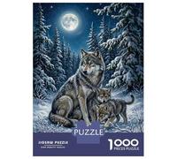 Rompecabezas De 1000 Piezas para Adolescentes Wolves in A Snowy Forest at Night Rompecabezas para Adultos Juguetes De Bricolaje Desafío Difícil Cumpleaños 70x50cm/1000pcs