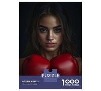 Rompecabezas De 1000 Piezas para Adolescentes Woman in Boxing Gloves Rompecabezas para Adultos Juegos Relajantes Mejora La Memoria Ayuda A Ejercitar El Cerebro 38x26cm/1000pcs