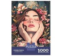 Rompecabezas De 1000 Piezas para Adolescentes Woman Surrounded by Flowers Rompecabezas para Adolescentes Juguetes Antiestrés Regalos para Mujeres Regalos para Reducir El Estrés 38x26cm/1000pcs