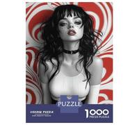 Rompecabezas De 1000 Piezas para Adolescentes Woman with Black Hair and Red Background Rompecabezas para Adultos Juegos Relajantes Corte De Precisión Cumpleaños 70x50cm/1000pcs