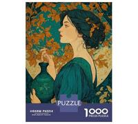 Rompecabezas De 1000 Piezas para Adolescentes Woman with Vase and Floral Background Rompecabezas para Adultos Juguete Decoración De Pared Decoración De Pared Juego Desafiante Regalos 38x26cm/1000pcs