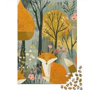Rompecabezas De 1000 Piezas para Adolescentes Woodland Foxes Pattern Rompecabezas para Adultos Juguetes Antiestrés Mejora La Memoria Gran Regalo para Jugar 52x38cm/1000pcs