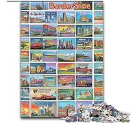 Rompecabezas de 1000 Piezas para Adolescentes y Adultos Collage de Sellos Postales Antiguos Juegos educativos Decoración del hogar Toda la Familia 50x75cm