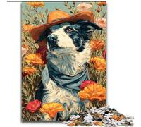 Rompecabezas de 1000 Piezas para Adolescentes y Adultos,con Perros Vaqueras Entre Flores Silvestres,para Mayores de 14 años Decoración del hogar como Regalo para Toda la Familia y Amigos 26x38cm