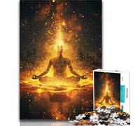 Rompecabezas de 1000 Piezas para Adolescentes y Adultos, con Piezas de Formas aleatorias Totalmente entrelazadas, de Buda en Llamas, de 50x75cm