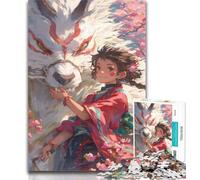 Rompecabezas de 1000 Piezas para Adolescentes y Adultos, de Anime Fox Girl Entrena tu Cerebro y Tus Manos Regalo de cumpleaños, 50x75cm