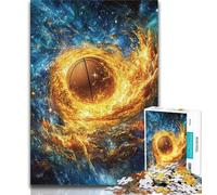 Rompecabezas de 1000 Piezas para Adolescentes y Adultos diseño de Baloncesto en Llamas Ideal para Pasar el rato en casa con Piezas de Formas aleatorias Totalmente entrelazadas 75x50cm
