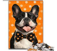 Rompecabezas de 1000 Piezas para Adolescentes y Adultos, diseño de Bulldog con Pajarita, Juego Familiar para aliviar el estrés, desafío difícil, Mejora el Amor en Pareja, 50x75cm