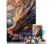 Rompecabezas de 1000 Piezas para Adolescentes y Adultos, diseño de dragón con Flores de Cerezo Difícil de completar, Pero Divertido y Divertido Regalos y cumpleaños únicos 38x26cm
