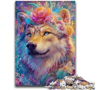 Rompecabezas de 1000 Piezas para Adolescentes y Adultos, diseño de Flores y Lobos, Ideal para aliviar el estrés, Ideal para Decorar tu Escritorio, 26x38cm